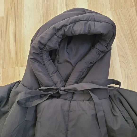 NWT Norma Kamali Sleeping Bag Hooded Jacket Coat Black size M/L - Picture 9 of 10